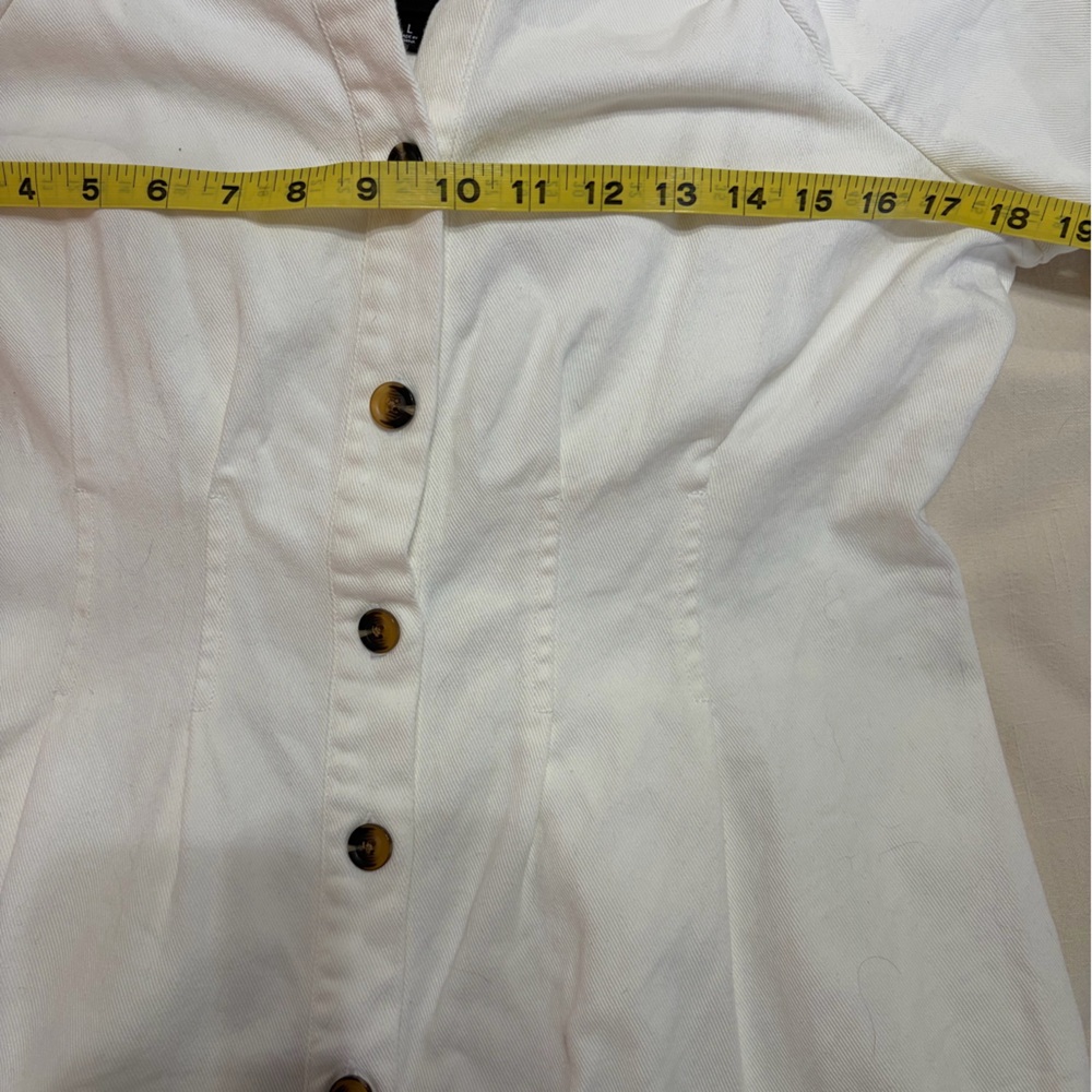 Who What Wear White Puff Sleeve Denim Dress Size L | 100% Cotton - Picture 9 of 14